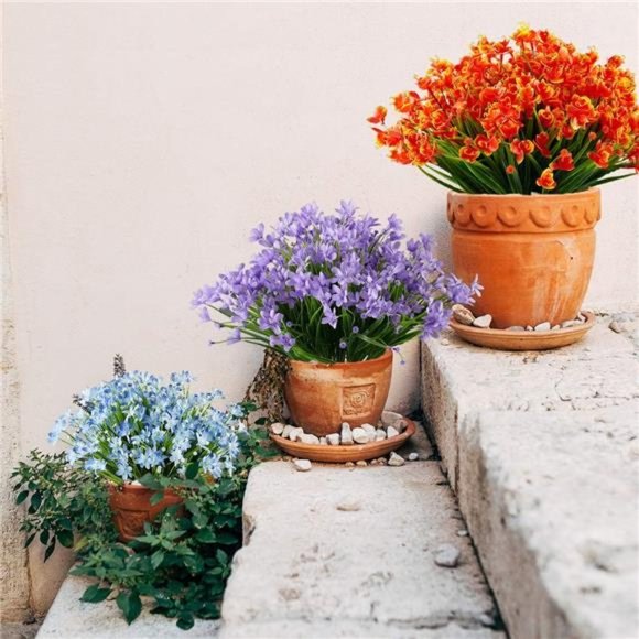 8 Bundles Artificial Daffodils Flowers, Fake Artificial Greenery (Purple) - Picture 5 of 14